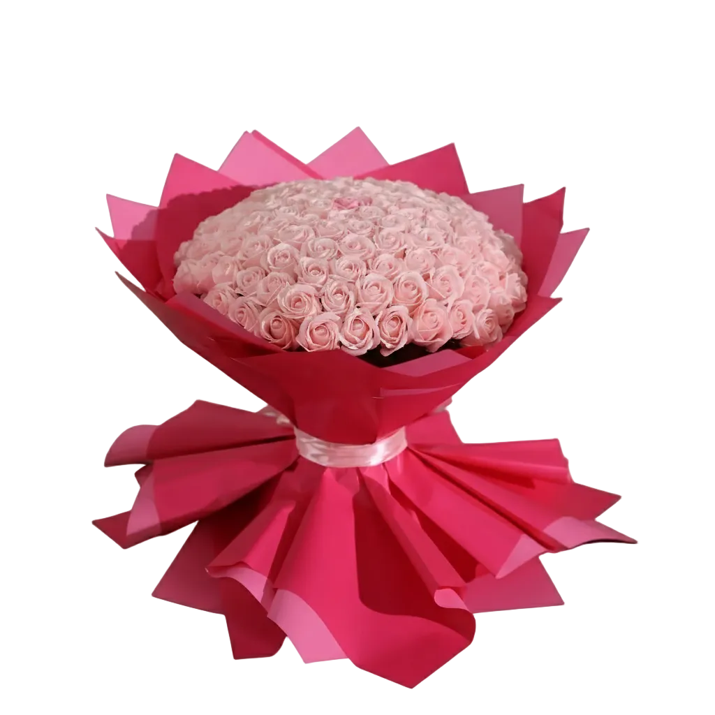 Buchet 101 Trandafiri Sapun Roz - Simplu