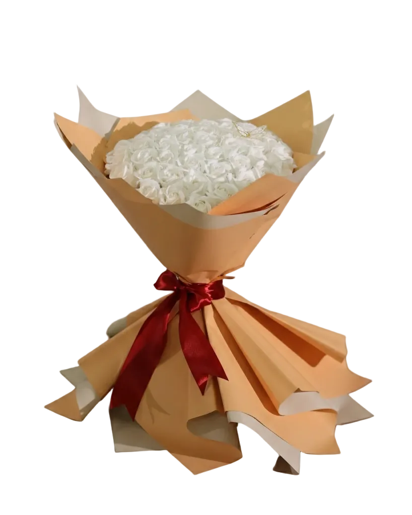 Buchet 51 Trandafiri de Săpun Albi – Simplu