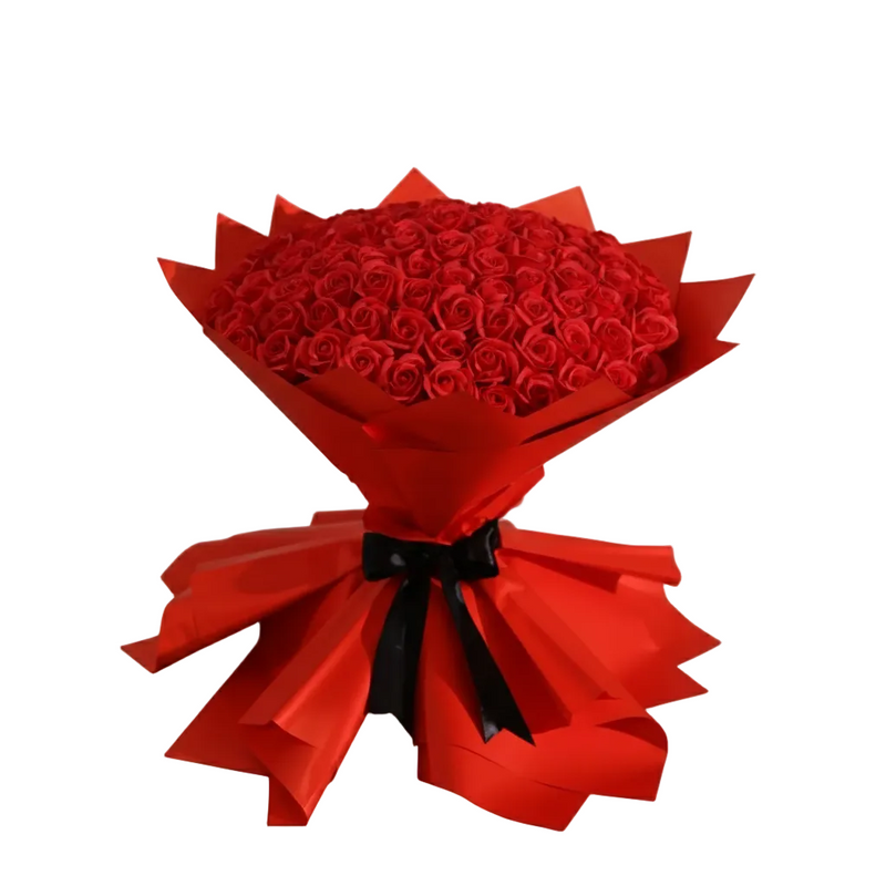 Buchet 101 Trandafiri Sapun Rosii -  Simplu