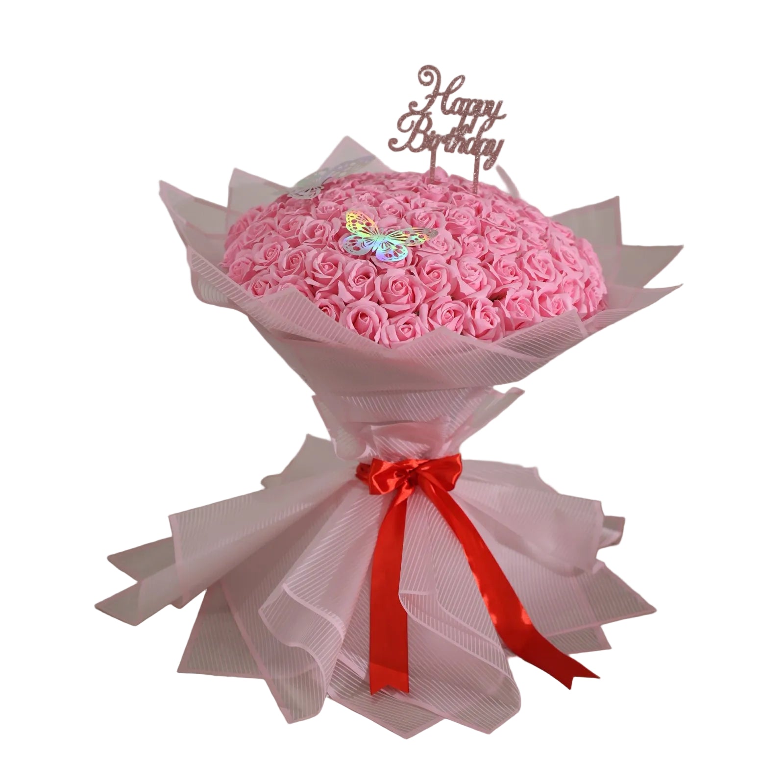 buchet-51-trandafiri-sapun-roz-ambalat-elegant