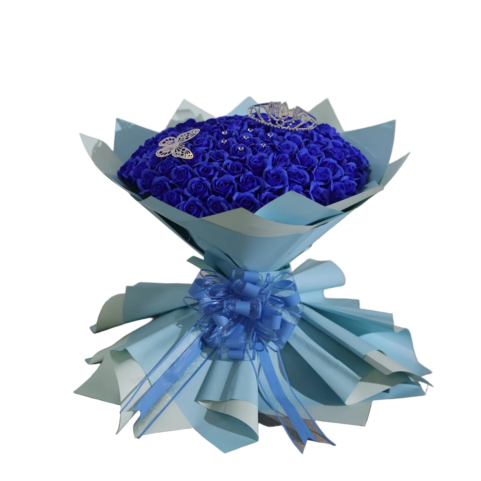 buchet-gigant-101-trandafiri-sapun-albaștri-ambalaj-premium