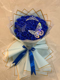 Buchet  de 51 Trandafiri de Săpun Albaștri – Accesorizat